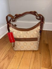 Nuevo bolso de hombro Dooney Bourke de lona para mujer pequeño elástico holgado