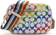NUEVO Auténtico Bandolera COACH JAMIE Firma Correa Arco Iris Correa SV/Tiza CA175