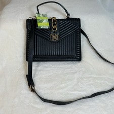Bolso Bandolera Badgley Mischka Para Mujer Pequeño Plisado Negro Nuevo con Etiquetas $179