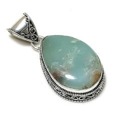 Colgante de joyería de plata esterlina 925 piedras preciosas crisoprasa de ro...
