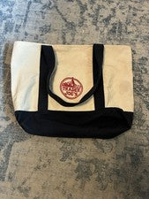 Bolso de Mano Trader Joe’s Grande de Lona Crema/Azul Marino