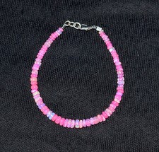 Pulsera de cuentas de fuego de ópalo etíope natural joyas de piedras preciosas 7,5 pulgadas AF012