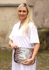 BRASI & BRASI - CLUTCH / BOLSO DE MUÑECA - lentejuelas rosa