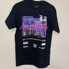 Camiseta Moda Nova Los Angeles Love Negra Mediana M