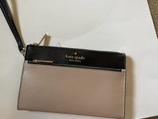 Kate Spade Staci Saffiano Cuero Doble Cremallera Muñequera Monedero Bolso sin asas Mini Bolso