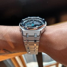 New Custom GShock GA2100 Casioak Stainless Steel Bracelet Gift - Silver mod