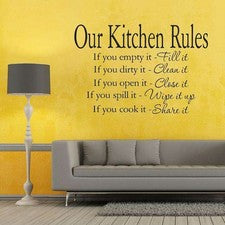 Reglas de cocina palabras PVC pasta de pared arte mural pegatina para dormitorio sala de estar