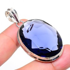 Colgante de piedras preciosas de amatista africana forma ovalada hecho a mano joyería de declaración 1,9"