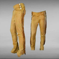 Pantalón de cuero de gamuza estilo vaquero occidental para hombre estilo nativo: pantalón de cuero para hombre