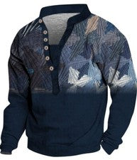 Camisa Para Hombre Manga Larga Gráfica Texturizada Azul 2XL Nueva