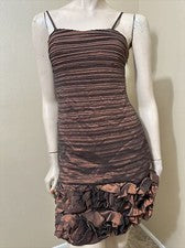 Mujer Marrón Bronce Poliéster Fiesta Verano Abierto Forrado Cremallera Talla S Solero