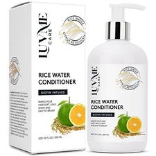 Champú LuvMe Care agua de arroz crecimiento del cabello con infusión de biotina 10 oz sellado EXP 3/2026