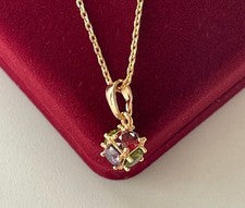 Luxus Halskette Anhänger Zirconia Kristall Bunt 750er Rolled Gold 18K vergoldet
