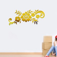 Adhesivo de pared acrílico 3D cristal espejo hogar porche fondo decoración dorado