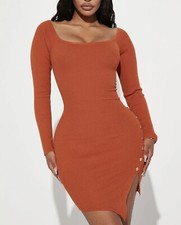 Moda Nova Mujer’s Never Last Midi Suéter Vestido - Marrón Talla L Asimétrico