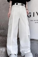 Para hombres Moda Informal Traje Suelto Pantalones Largos Juveniles Multi-bolsillo Carga Pantalones talla
