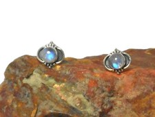 Aretes de piedras preciosas naturales de PIEDRA LUNAR: joyas bohemias de plata de ley