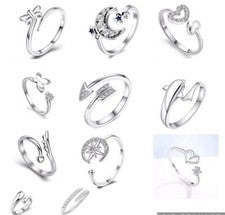 Anillo ajustable plateado circonita cúbica joyería mujeres niñas banda dedo regalo