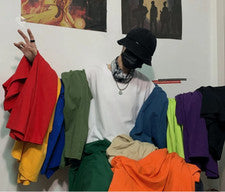 Camisetas de color puro Prendas para el torso Moda Informales Algodón Manga Corta Para hombres Cuello en O Ropa de calle