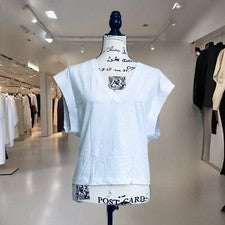 Camiseta ZARA Mujer Blanca Cuello en V Mangas Cortas Talla S 100% Algodón