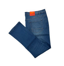 Pantalones de mezclilla elásticos estilo retro calce regular Huntington BC talla 42 pueden adaptarse a un 44