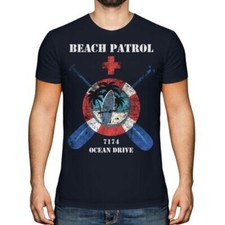 Océano Unidad Playa Patrulla Hombre Relajado Efecto Vintage Camiseta Moda Retro