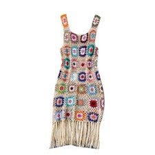 Vestido sin mangas boho para mujer sobre ganchillo sin mangas borla midi hueca playa