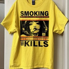 Camiseta gráfica estilo manga retro Smoking Kills, reimpresión