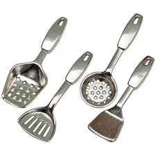 4 piezas mini utensilios de cocina de acero inoxidable miniatura casa de muñecas accesorios
