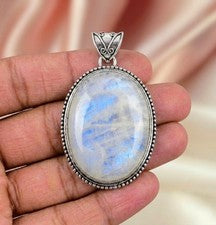 Colgante de plata con piedra lunar colgante de plata de ley 925 hecho a mano colgante de plata
