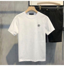 Camiseta informal simple cuello redondo color liso ajustado moda para hombre moda
