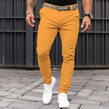 Pantalones rectos ajustados elásticos para hombre, pantalones de moda ajustados con figura y abrazos