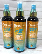 Spray protector térmico nutritivo Mielle Mango & Tulsi cuidado del cabello y cuero cabelludo (3x)