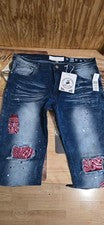 Pantalones de mezclilla Maison Noir/graffiti desgastados para hombre/azul rojo cachemir/talla 38/32 *NUEVOS CON ETIQUETA