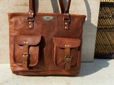 Nuevo bolso de hombro de cuero de grano completo vintage para mujer (16 pulga...