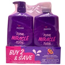 Conjunto de paquete de champú y acondicionador Aussie Total Miracle 52,4 oz