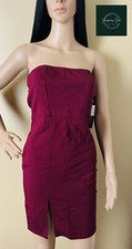 Vestido para mujer Minette diseño halter borgoña hasta la rodilla - talla L