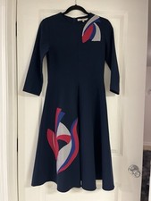 Vestido para mujer talla pequeña azul marino con geométrico