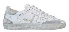 PREMIATA scarpe donna in pelle vintage STEVEND_7608 bianco-grigio