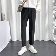 Pantalones informales para hombre ajustados ajustados Pantalones Moda Juvenil Traje Pantalón Cinturón