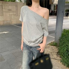 Camiseta One Shoulder para práctica de yoga transpirable textura tela poliéster