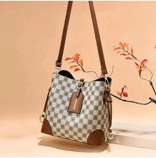 Moda y Bolso Para Mujer Bolso Cubo a Cuadros Bandolera de Hombro Marrón Gris Nuevo