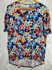 Vestido para mujer LuLaRoe talla L manga corta rojo blanco y azul estrellas americano nuevo con etiquetas