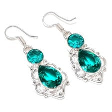 Pendiente de joyería de plata de ley 925 hecho a mano con piedras preciosas de turmalina Paraiba talla 1,80