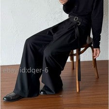 Pantalones largos rectos sueltos informales de pierna ancha estilo japonés para hombre de colección