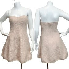 Vestido Wow Couture Para Mujer Talla 0 Taupe Sin Tirantes Dulce Corazón Escote Mini Forrado