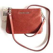 Nuevo $138 Bolso Bandolera Michael Kors Para Mujer Cuero Genuino Pequeño Rojo Nuevo con Etiquetas