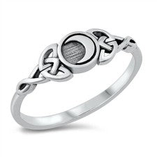 Anillo Bruja Luna Triquetra Celta Nuevo Banda Plata Esterlina .925 Tallas 4-12