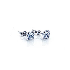 Pendiente plata de ley 925 circonita piedra talla brillante 6 mm mujer hombre