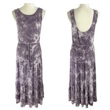 Maxi Vestido Knox Rosa Lavanda Tie Dye Midi Sin Mangas Mujer M Niveles Boho Chic